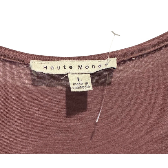 Women's Haute Monde Brown Twist Front Midi Dress Size L - Picture 2 of 5